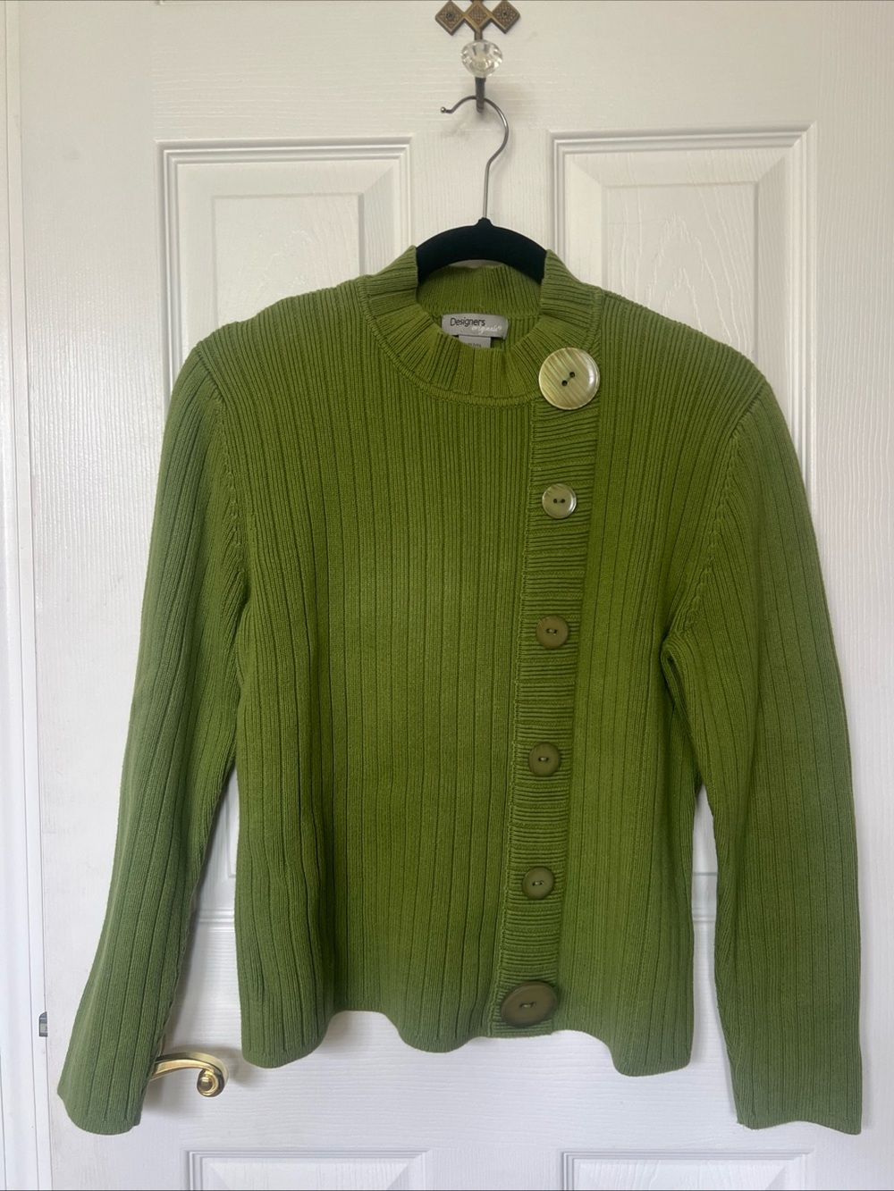Designers Originals Sz PL Rib knit pullover Sweater designer buttons Green - Picture 11 of 11